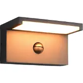 TRIO LED buiten wandlamp Ravi, antraciet Breedte 18 cm Sensor, IP54 Ravi, zwart, Aluminium, Modern, Wandlamp buiten