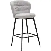 Mauro Ferretti Set van 2 LOSANNA barkrukken, grijs, 52 x 59 x 108 cm – Bekleding van stof met zwarte metalen poten – Glamour ontwerp geïnspireerd op de jaren 70