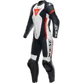Dainese Grobnik S26, leren pak 1st. geperforeerd vrouwen ,Zwart/Wit/Neon-Rood ,42