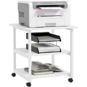 HOMCOM Printerstandaard Spaanplaat, staal 50L x 50B x 52,5H cm Wit