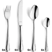 Amefa Elegance - 6 persoons - 24-delige Bestekset - Voor 6 personen - Zilver-Mailorderbox- Hoogwaardig 18/10 chroomnikkelstaal