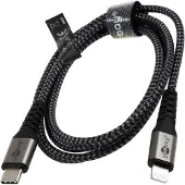 Goobay Lightning naar USB-C oplaad- en synchronisatiekabel, volledig metalen, zwart/grijs, 1 meter (verpakt in een zachte verpakking)