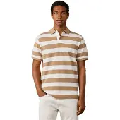 Hackett London Heren Polo H Str beige (S), Casual, Katoen, Korte mouwen HM5600186