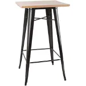 Bolero Bistro Bartafel Met Houten Blad Zwart - FB595