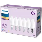 Philips Filamentkaarslamp mat 40W B35 E14 x6
