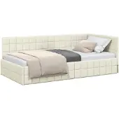 vidaXL Hoek Bed Frame met hoofdeinde Crème 90 cm x 190 cm Fluweel