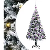vidaXL Kunstkerstboom met 150 LED Wit 150 cm PVC en Staal en Kunststof