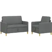 vidaXL Sofa Set Met Opslag 2 st Donkergrijs Polyester