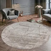 Muratap Vivant marmer rond vloerkleed laagpolig beige- 200 cm rond