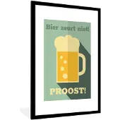 PosterMonkey Fotolijst incl. Poster - Mancave - Bier - Bier zeurt niet - Kroeg - Café - 80x120 cm - Posterlijst - Cadeau voor man