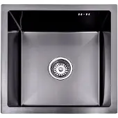 Lendo Online Spoelbak voor keuken 440x440x200mm (44x44x20cm) Zwart - Antraciet RVS - Roestvrij staal - Wasbak met waterafvoersysteem - Gootsteen + bevestigingshaken Binnenmaat: 39x39cm