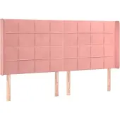 vidaXL Hoofdbord met randen 183x16x118/128 cm fluweel roze