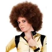 Maskworld Afro Pruik Deluxe Bruin - Kostuum pruik voor carnaval
