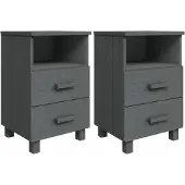 vidaXL Nachtkastjes HAMAR 2 st 40x35x62 cm grenenhout donkergrijs
