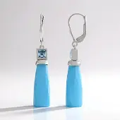 Cavill - 925 Sterling Zilver Oorbellen - Blauwe Chalcedoon & 16,92 ct Hemelsblauwe Topaas - Fancy Geslepen Edelstenen - Gerhodineerd - Elegant Design