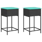 vidaXL Tuinbarkrukken met kussens 2 stuks zwart polyrotan