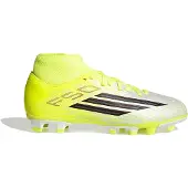 Adidas F50 Club Mid Gras / Voetbalschoenen (MG) Kids Neongeel Zwart Rood