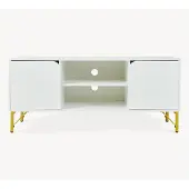 En.casa TV-kast 'Reyri' met 2 deuren en 2 open vakken, afmetingen 120 x 39 x 52 cm, metalen frame, wit/goudkleurig
