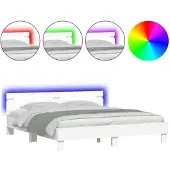 vidaXL Bedframe met hoofdeinde en LED wit 180x200 cm