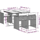 vidaXL 5-delige tuinset met kussens, grijs polyrotan