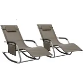 vidaXL Ligbedden 2 st textileen taupe en grijs