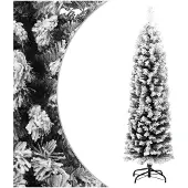 vidaXL Kunstkerstboom met sneeuw smal 150 cm PVC groen