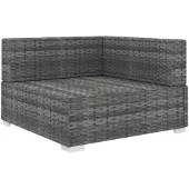 vidaXL Tuinstoel met kussens hoeksectie poly rattan grijs