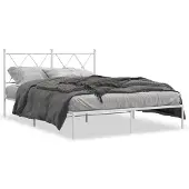 vidaXL Bedframe met hoofdbord metaal wit 140x190 cm