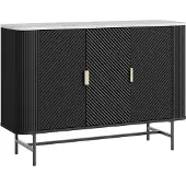 En.casa Dressoir Olvehok 110x40x77 cm marmerlook wit en zwart []