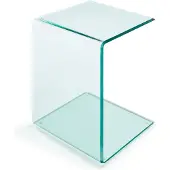 En.casa Bijzettafel Trölmapilu glas c vorm 60x40x40 cm transparant []