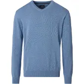 Casa Moda trui v-hals blauw effen wijde fit katoen