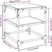 vidaXL Salontafels 2 st met zwart glazen blad 40x40x45 cm staal