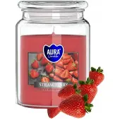 Aura Geurkaars Aardbei in glas - 100 brandurs - 500g