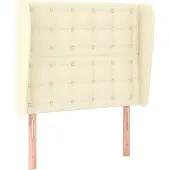 vidaXL Hoofdbord met randen 103x23x118/128 cm kunstleer crèmekleurig