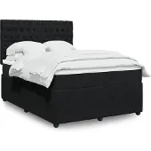 vidaXL Boxspring met matras fluweel zwart 140x200 cm