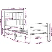 vidaXL Bed met boekenkast zonder matras massief grenenhout 90x200 cm