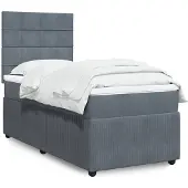 vidaXL Boxspring met matras fluweel donkergrijs 90x190 cm