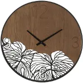 Mauro Ferretti Wandklok, hout/bladmotief, diameter 60 cm