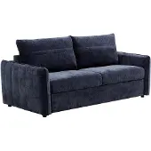 Vente-unique Driezitsslaapbank express in blauw gestructureerde stof - Slaapbreedte 145 cm MALOGU