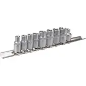 Topex - Torx Dopsleutelset - 1/4", 3/8" - 9 delig - Chroom-vanadiumstaal