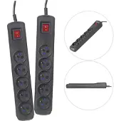 ActiveJet Black Power Strip met Cord ACJ COMBO 5G 1,5 M / BEZP.AUTO / CZ.