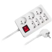 Rebel Stromverlängerungskabel mit Schalter, 7 Steckdosen, 3 m – 1,5 mm