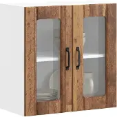 vidaXL Keukenbovenkast met glazen deur Lucca bewerkt hout hoogglanswit