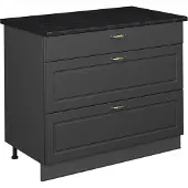 Vicco Keukenonderkast Fame-Line, Anthrazit-Gold Landhaus/Antraciet, 100 cm, WB Antraciet