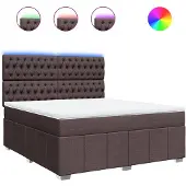vidaXL Boxspring met matras stof donkerbruin 180x200 cm