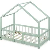 En.casa Kinderbed Treviolo huisbed 70x140 cm mint en wit []