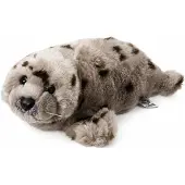 Nature Planet pluche knuffel zeehond - grijs met stippen - 40 cm - groot formaat