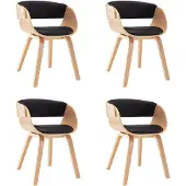 vidaXL Eetkamerstoelen 4 st gebogen hout en kunstleer zwart