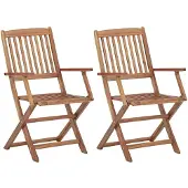 vidaXL Tuinstoelen 2 st inklapbaar met kussens massief acaciahout