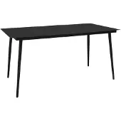 vidaXL Tuintafel 150x80x74 cm staal en glas zwart